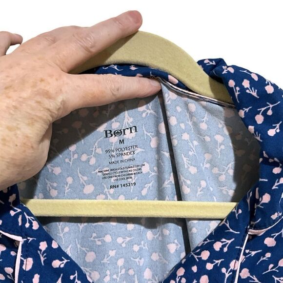 BORN Long Sleeve Pajama Set Blue and Pink Size M - Picture 5 of 10